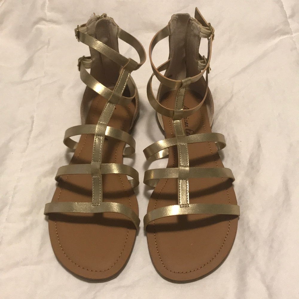 American Eagle Gold Gladiator Sandals NWT